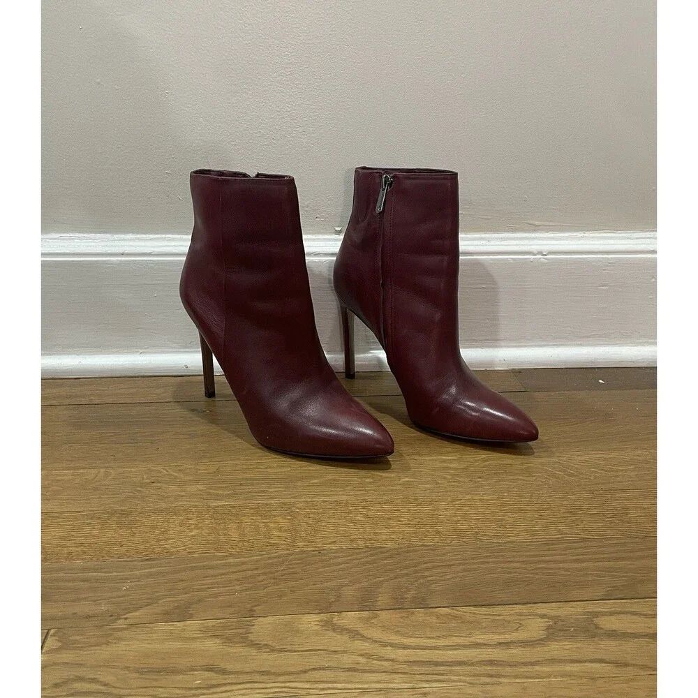 Sam Edelman Burgundy Red Leather Wren Pointed Toe Ankle Boots Bootie Sz 7.5